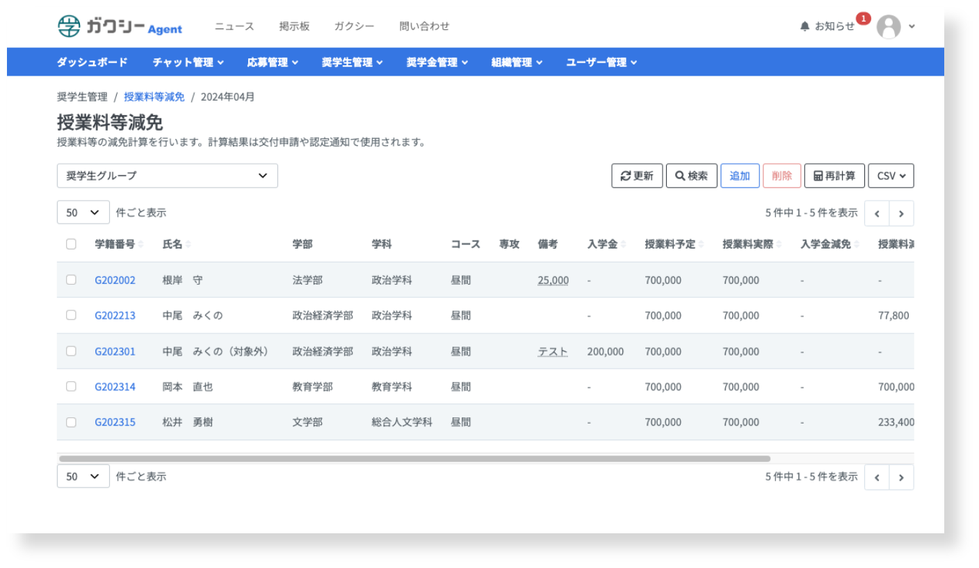 柔軟な学納金管理機能